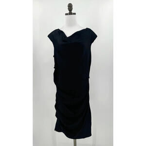 Mandalay La Coquette Black Draped Sleeveless Sheath Dress Sz 14 NEW